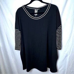 Women’s Plus Size Casual Shirt with Striped Arms 3XL